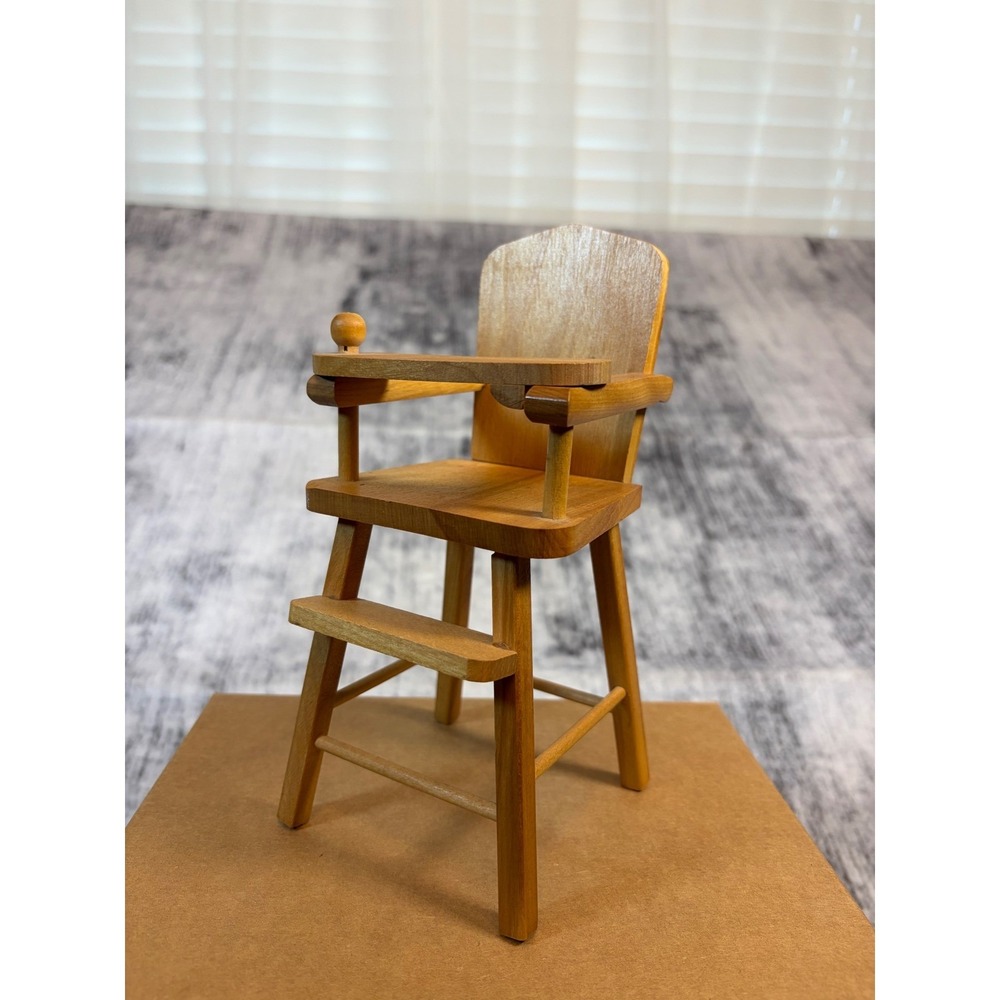 Vintage Strombecker Wooden Doll High Chair Miniature Furniture Swinging Tray